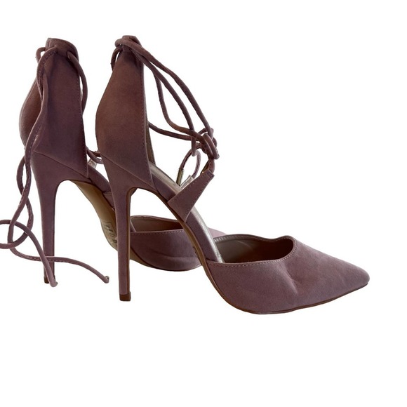 Lulu's women's size 8 1/2 pink stilleto heels w ankle ties night out formal 76 - Picture 3 of 13